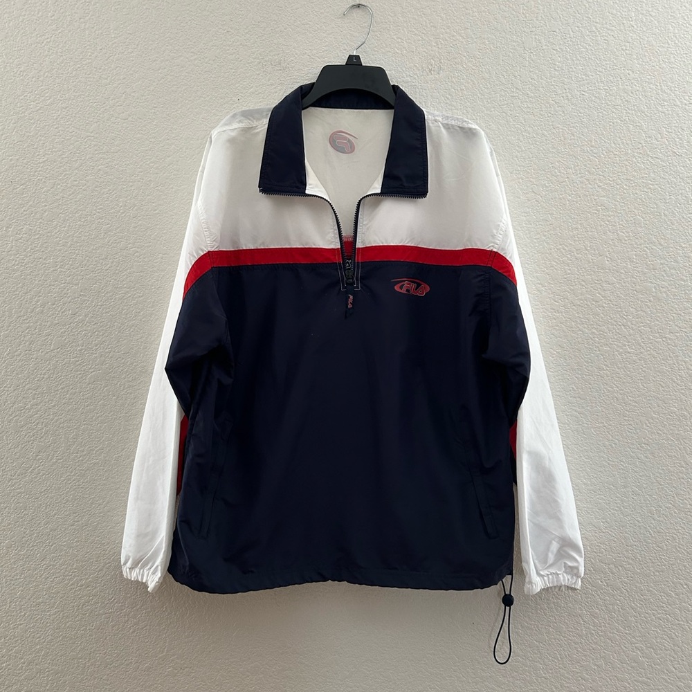 Vintage Fila Men Navy, Red, & White Windbreaker